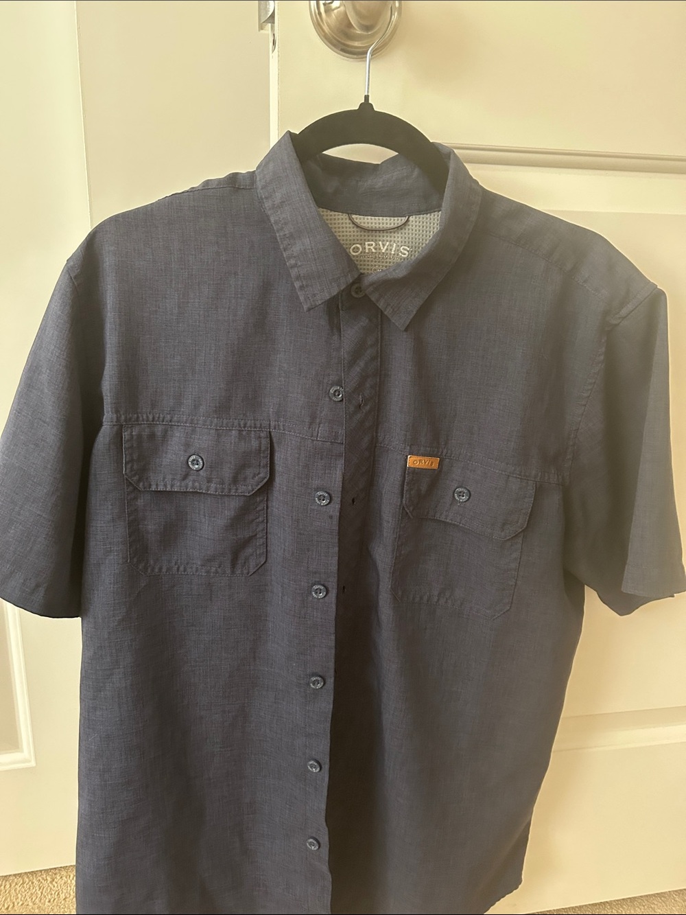 Orvis Men's Dark Navy Short-Sleeve Button-Down Shirt